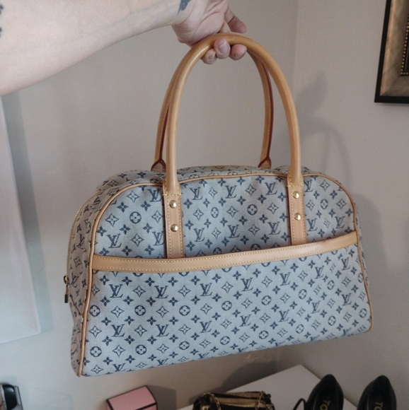 SOLD 💔 Louis Vuitton Mini Lin Marie Navy Monogram Speedy Deauville Boston Bag - Picture 15 of 15